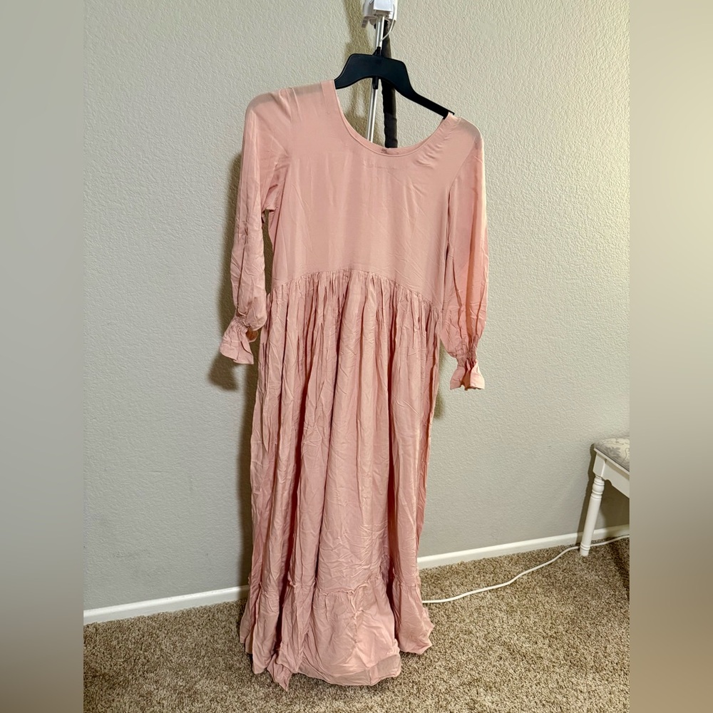 100% Cotton Elegant Pink Women's Dress
